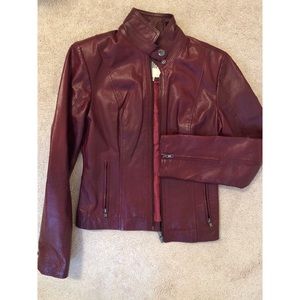 BB Dakota Burgundy Leather Motorcycle Jacket